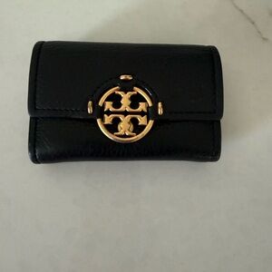 Tory Burch Black Wallet with Gold Logo